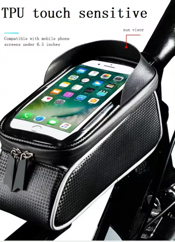 Suporturi accesorii biciclete - Borseta pentru biciclete cu husa telefon 17.5 x 8.5 cm, touchscreen sensitive, impermeabila, banda reflectorizanta, AVI-4331