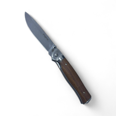 Camping, Outdoor & Bushcraft - Briceag AVI® pliabil, lamă 10 cm, lungime totală 23.5 cm, grosime lamă 3 mm, mâner din lemn, 165 g, cu teacă textilă, AVI-5098
