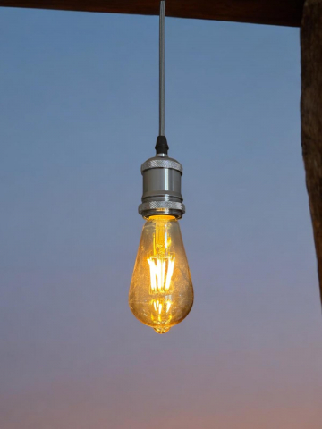 Cablu pendul cu dulie decorativa, suport metalic tavan, reglabil pe inaltime, E27, bec 4431 inclus, argintiu, AVI-4820 [0]