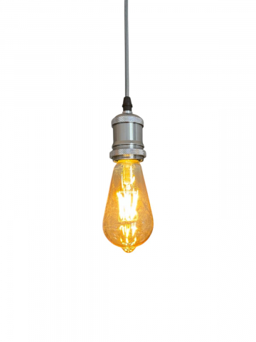 Cablu pendul cu dulie decorativa, suport metalic tavan, reglabil pe inaltime, E27, bec 4431 inclus, argintiu, AVI-4820 [1]