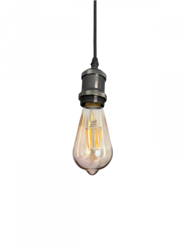 Cablu pendul cu dulie decorativa, suport metalic tavan, reglabil pe inaltime, E27, bec 4431 inclus, negru, AVI-4821 [4]