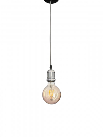 Cablu pendul cu dulie decorativa, suport metalic tavan, reglabil pe inaltime, E27, bec 4808 inclus, argintiu, AVI-4820 [5]