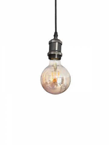 Cablu pendul cu dulie decorativa, suport metalic tavan, reglabil pe inaltime, E27, bec 4808 inclus, negru, AVI-4821 [3]