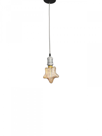 Cablu pendul cu dulie decorativa, suport metalic tavan, reglabil pe inaltime, E27, bec 4825 inclus, argintiu, AVI-4820 [6]