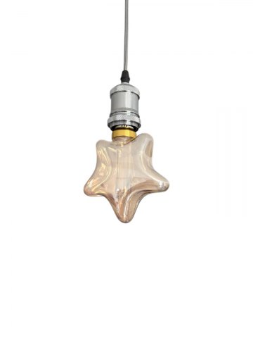 Cablu pendul cu dulie decorativa, suport metalic tavan, reglabil pe inaltime, E27, bec 4825 inclus, argintiu, AVI-4820 [5]