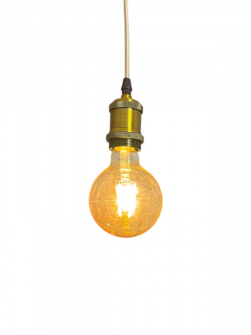 Cablu pendul cu dulie decorativa, suport metalic tavan, reglabil pe inaltime, E27, bec decorativ 4808 inclus, auriu, AVI-4822 [0]