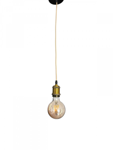 Cablu pendul cu dulie decorativa, suport metalic tavan, reglabil pe inaltime, E27, bec decorativ 4808 inclus, auriu, AVI-4822 [4]