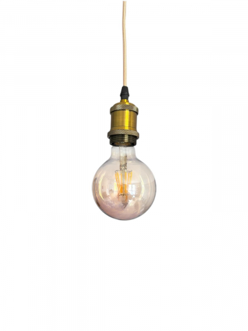 Cablu pendul cu dulie decorativa, suport metalic tavan, reglabil pe inaltime, E27, bec decorativ 4808 inclus, auriu, AVI-4822 [3]