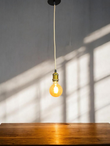 Cablu pendul cu dulie decorativa, suport metalic tavan, reglabil pe inaltime, E27, bec decorativ 4808 inclus, auriu, AVI-4822 [2]