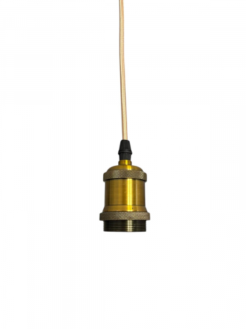 Lustre si pendule - Cablu pendul cu dulie decorativa, suport metalic tavan, reglabil pe inaltime, E27, bec neinclus, auriu, AVI-4822