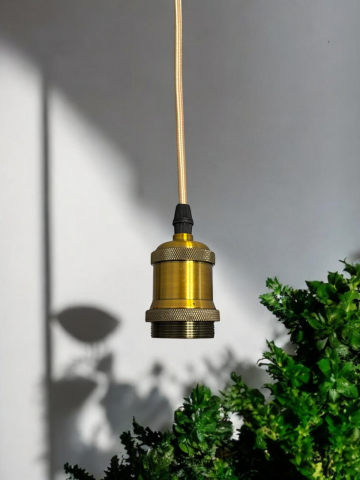 Cablu pendul cu dulie decorativa, suport metalic tavan, reglabil pe inaltime, E27, bec neinclus, auriu, AVI-4822 [1]