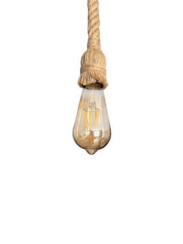 Cablu pendul cu franghie iuta 90 cm, aspect retro, cu soclu E27, suport metalic tavan, bec 4431 inclus, AVI-4819 [3]