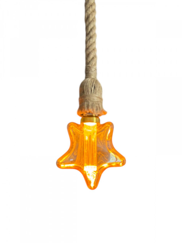 Cablu pendul cu franghie iuta 90 cm, aspect retro, cu soclu E27, suport metalic tavan, bec 4825 inclus, AVI-4819 [4]