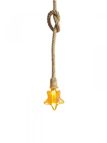 Cablu pendul cu franghie iuta 90 cm, aspect retro, cu soclu E27, suport metalic tavan, bec 4825 inclus, AVI-4819 [2]