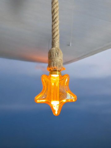 Lustre si pendule - Cablu pendul cu franghie iuta 90 cm, aspect retro, cu soclu E27, suport metalic tavan, bec 4825 inclus, AVI-4819
