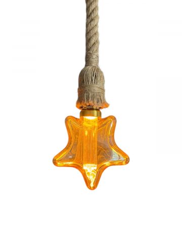 Cablu pendul cu franghie iuta 90 cm, aspect retro, cu soclu E27, suport metalic tavan, bec 4825 inclus, AVI-4819 [1]