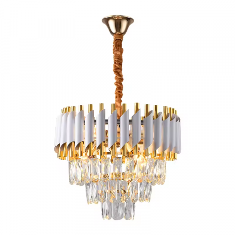 Candelabru Ø40 cm, alb - auriu, E14, AVI-4375 [1]