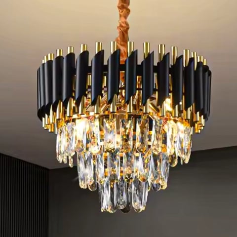 Lustre si pendule - Candelabru Ø40 cm, negru - auriu, E14, AVI-4376