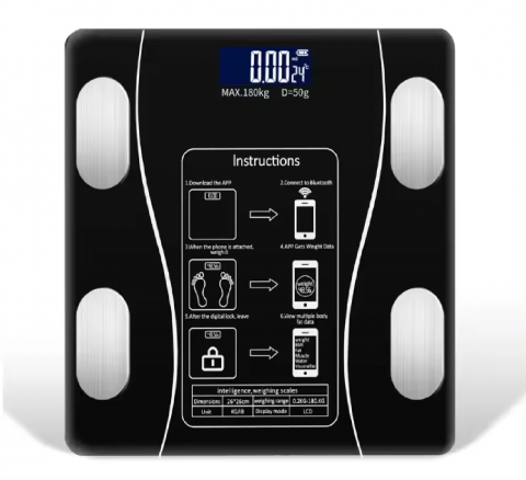 Cantar corporal smart, cu aplicatie dedicata, 28 x 28 cm, 180kg, negru, AVI-4449 [0]