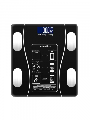 Cantar corporal smart, cu aplicatie dedicata, 28 x 28 cm, 180kg, negru, AVI-4449 [2]