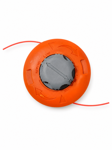 Consumabile masini gradinarit - Cap motocoasă tip tambur, AVI®, Ø11.5 cm, filet M10 x 1.25, portocaliu cu buton plastic gri, AVI-4777-PLASTIC