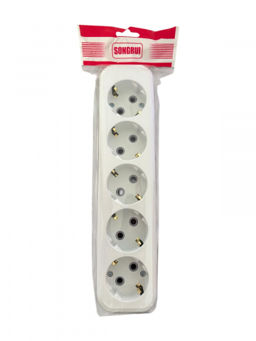 Cap prelungitor Songrui cu 5 prize, 2 poli cu impamantare, 16A, alb, AVI-4898 [2]