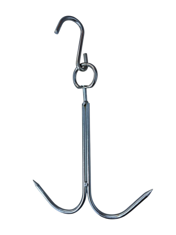 Ustensile Gratar - Cârlig pentru carne, rotativ, dublu la bază, 30 cm, 6,5 mm, 200 g, pentru măcelărie, afumare și depozitare, AVI-4980