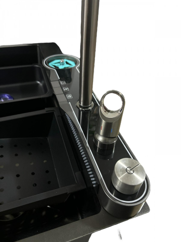 Chiuveta bucatarie, multifunctionala, inox 304 baterie completa cu spalator pahare, cascada tip ploaie, banda LED, afisaj temperatura autonom, 750 x 450mm, accesorii incluse, AVI-4585 [8]