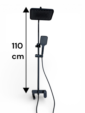 Coloană de duș AVI® negru mat, cu baterie și pipă pivotantă, comutator prin rotire, furtun 150 cm și pară de duș incluse, AVI-5336 [1]