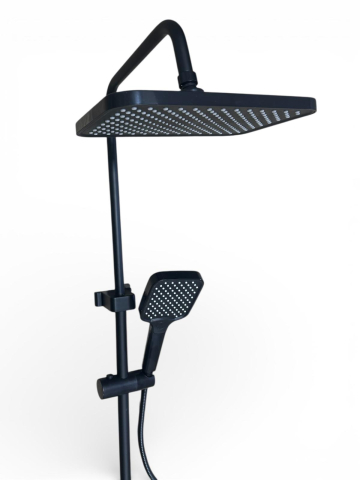 Coloană de duș AVI® negru mat, cu baterie și pipă pivotantă, comutator prin rotire, furtun 150 cm și pară de duș incluse, AVI-5336 [2]