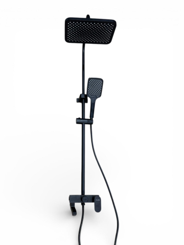 Coloană de duș AVI® negru mat, cu baterie și pipă pivotantă, comutator prin rotire, furtun 150 cm și pară de duș incluse, AVI-5336 [4]