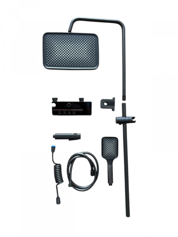 Coloana de dus completa, panou de comanda din metal gri cu sticla securizata neagra, 1.2 kg, 21.5 cm, iluminare LED si afisare temperatura apa, nu necesita conectarea la o sursa de energie, AVI-4874 [7]