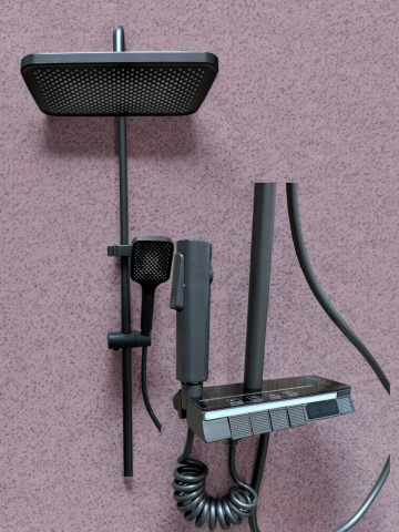 Coloana de dus completa, panou de comanda din metal gri cu sticla securizata neagra, 1.2 kg, 21.5 cm, iluminare LED si afisare temperatura apa, nu necesita conectarea la o sursa de energie, AVI-4874 [3]