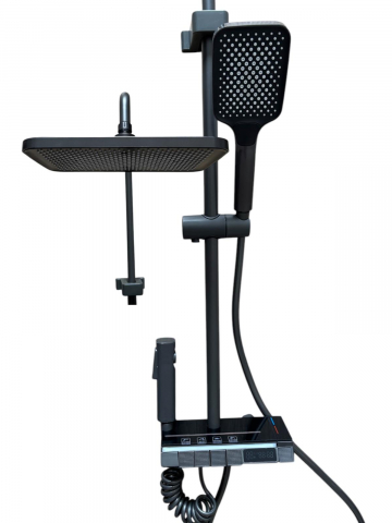 Coloana de dus completa, panou de comanda din metal gri cu sticla securizata neagra, 1.2 kg, 21.5 cm, iluminare LED si afisare temperatura apa, nu necesita conectarea la o sursa de energie, AVI-4874 [4]