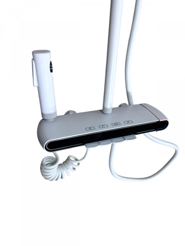 Coloana de dus premium completa, panou de comanda alb din metal, 2.60 kg, 32 cm, autonoma, banda LED si afisare temperatura apa, nu necesita conectarea la o sursa de energie, tevi metal, alb AVI-4843 [4]
