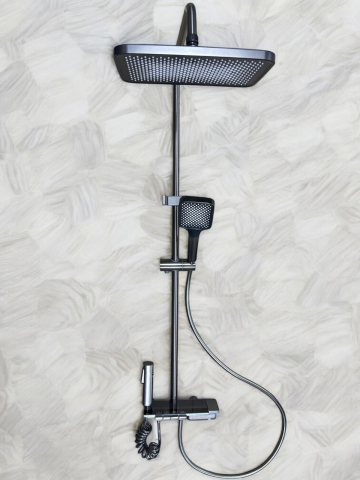 Coloana de dus premium completa, panou de comanda din metal gri - negru, 1.45 kg, 25 cm, iluminare LED si afisare temperatura apa, nu necesita conectarea la o sursa de energie, tevi metal, AVI-4872 [2]