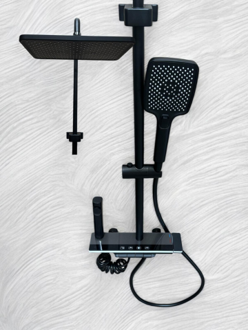 Coloane de dus si seturi de dus - Coloana de dus premium completa, panou de comanda metal 1.55 kg, 29.5 cm, autonoma, banda LED si afisare temperatura apa, nu necesita conectarea la o sursa de energie, tevi metal, AVI-4846