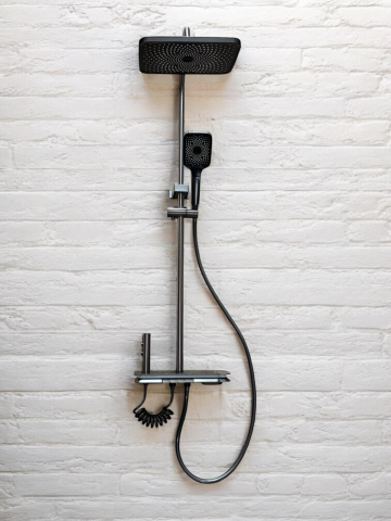 Coloana de dus premium completa, panou de comanda metal 2.1kg, 32 cm, autonoma, banda LED si afisare temperatura apa, nu necesita conectarea la o sursa de energie, tevi metal, AVI-4867 [2]