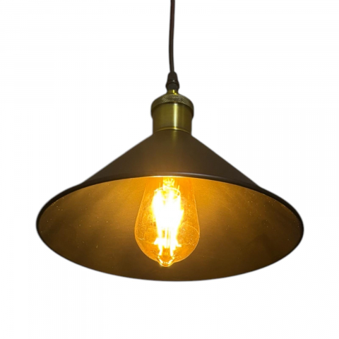 Corp de iluminat E27 tip pendul corp metalic conic cu Ø 16 cm, bec 4431 inclus, negru, AVI-4809 [1]