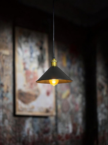 Corp de iluminat E27 tip pendul corp metalic conic cu Ø 16 cm, bec 4431 inclus, negru, AVI-4809 [2]