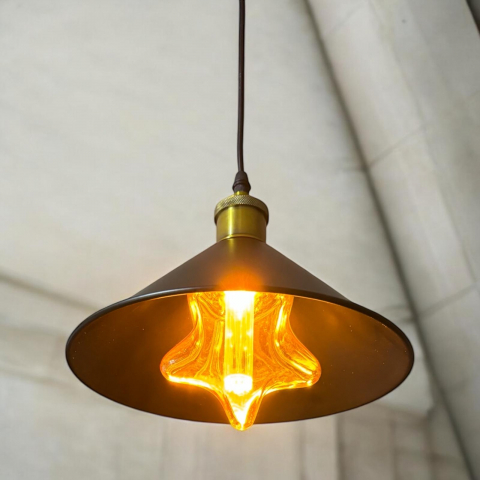 Lustre si pendule - Corp de iluminat E27 tip pendul corp metalic conic cu Ø 16 cm, bec 4825 Star inclus, negru, AVI-4809