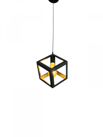 Corp de iluminat E27 tip pendul corp metalic cubic cu latura de 16 cm, bec 4431 inclus, AVI-4810 [4]