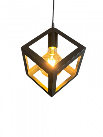 Corp de iluminat E27 tip pendul corp metalic cubic cu latura de 16 cm, bec 4808 inclus, AVI-4810 [1]
