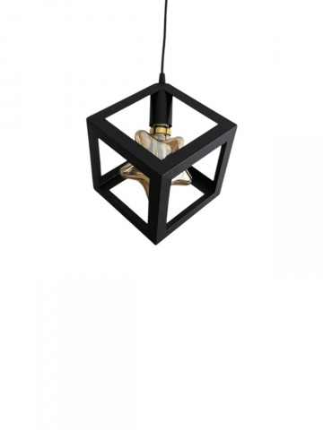 Corp de iluminat E27 tip pendul corp metalic cubic cu latura de 16 cm, bec 4825 Star inclus, AVI-4810 [5]