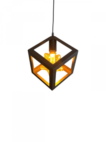 Corp de iluminat E27 tip pendul corp metalic cubic cu latura de 16 cm, bec 4825 Star inclus, AVI-4810 [4]