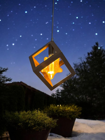 Lustre si pendule - Corp de iluminat E27 tip pendul corp metalic cubic cu latura de 16 cm, bec 4825 Star inclus, AVI-4810