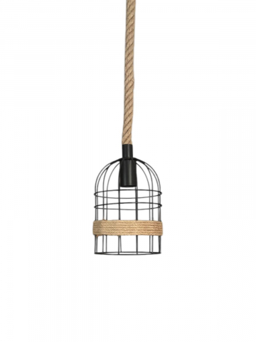 Corp de iluminat E27 tip pendul retro, vintage, cu franghie iuta, H 80cm, Ø corp pendul 15cm, metal, bec decorativ 4431 inclus, AVI-4812 [8]