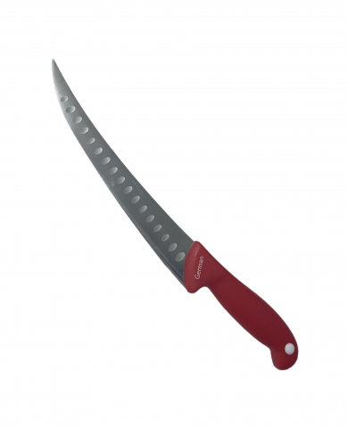 Bucatarie - Cutit cu caneluri lama 19 cm, rosu, TS-31333