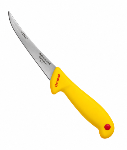 Cutite si seturi de cutite - Cuțit măcelar AVI®, lamă curbată 13 cm, grosime 2 mm, mâner ergonomic galben, pentru tranșare și procesarea cărnii, AVI-2900-G