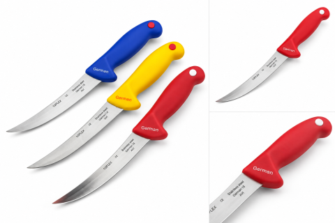 Cuțit măcelar AVI®, lamă curbată 15 cm, grosime 2 mm, mâner ergonomic galben, pentru tranșare și procesarea cărnii, AVI-2901-G [4]